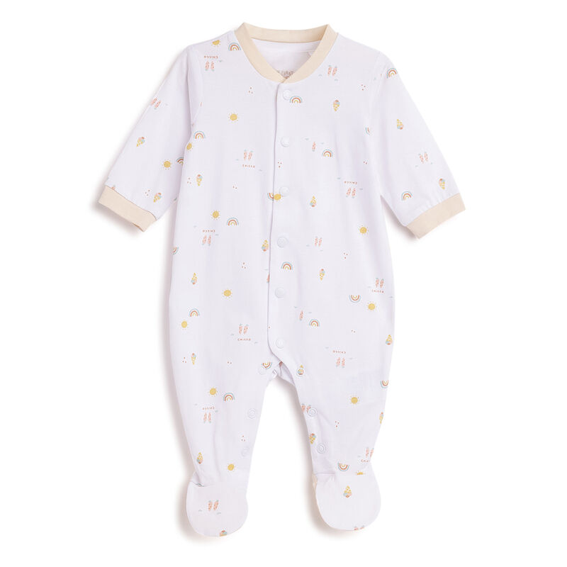 Infants Natural Printed Front Opening Babysuit image number 0